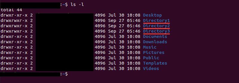Checking the content of the Home directory using the ls command