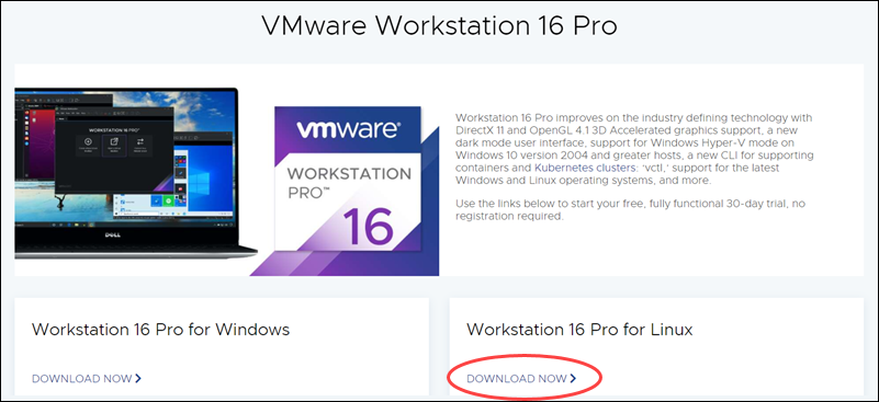 Download VMware Workstation 16 Pro for Ubuntu Linux.