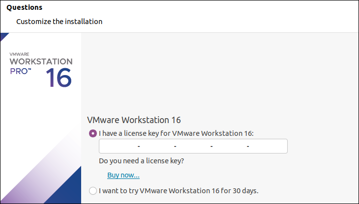 Finish installing VMware Workstation Pro on Ubuntu.