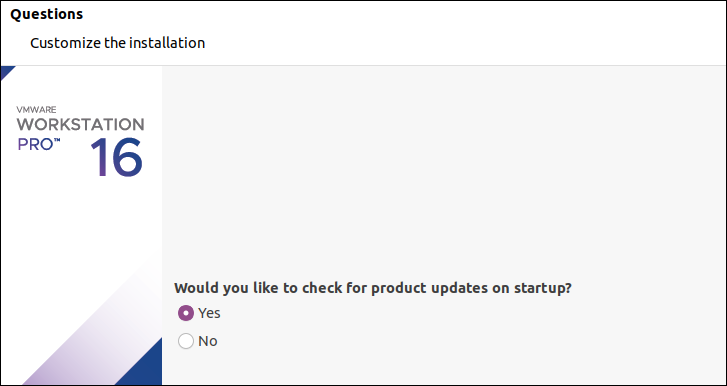 Setting up updates on startup for VMware Workstation Pro 16.