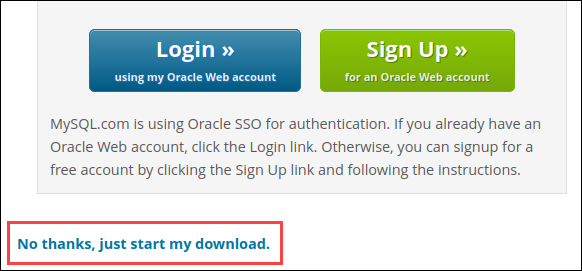 Skip signing up for a Oracle web account and start MySQL apt download.