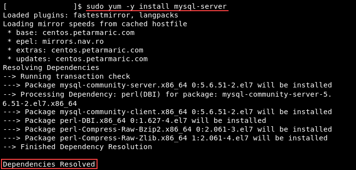 Installing a MySQL server using RPM.