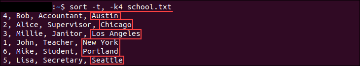 Changing the default delimiter in the sort command.