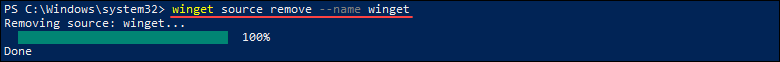 Removing a repository from winget.