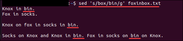 Replace all instances of a word in a file using the sed command.