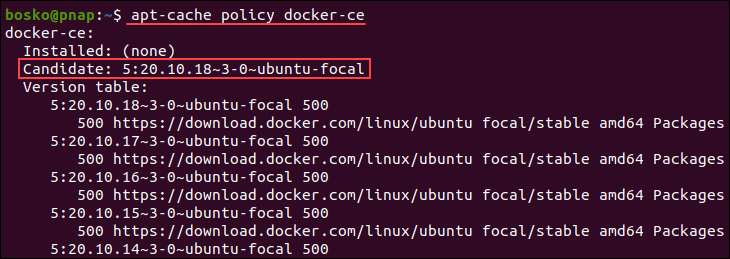 Specifying the Docker installation source.