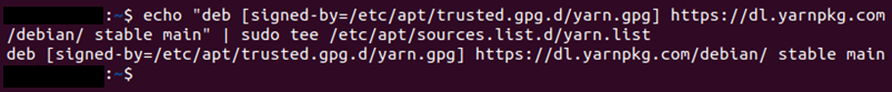 Add Yarn repository to your Ubuntu system.