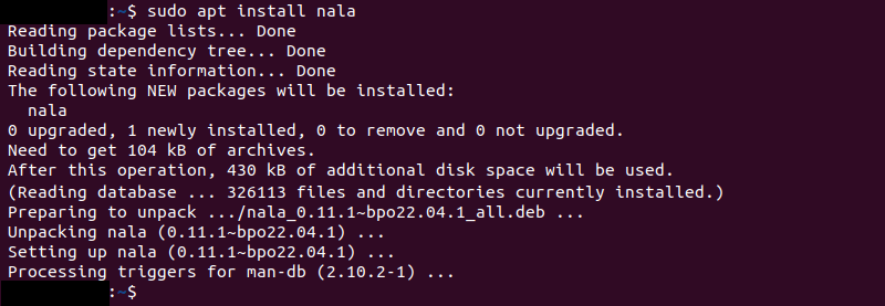 Installing Nala using apt.