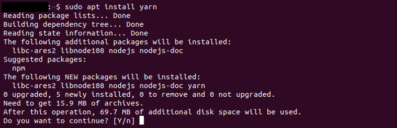 Install Yarn from the official repository.